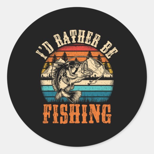 おもしろい魚釣り男性へ女子ボーイおもしろいキッズBパパF ラウンドシール (正面)