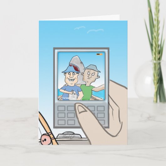 おもしろい魚釣り誕生日カード カード (正面)