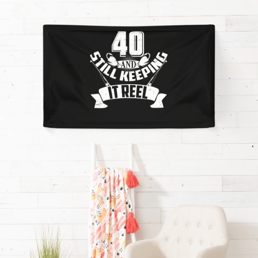 おもしろい魚釣り40歳の誕生日ギフト漁師40年 横断幕 (インサイチュ)