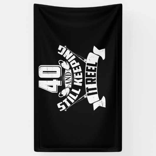 おもしろい魚釣り40歳の誕生日ギフト漁師40年 横断幕 (縦)