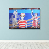 おもしろい魚釣り キャンバスプリント (インサイチュ (ウッドフロア))