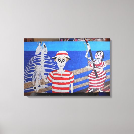 おもしろい魚釣り キャンバスプリント (正面)