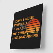 おもしろい魚釣り スクエア壁時計 (傾斜)