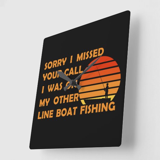 おもしろい魚釣り スクエア壁時計 (傾斜)