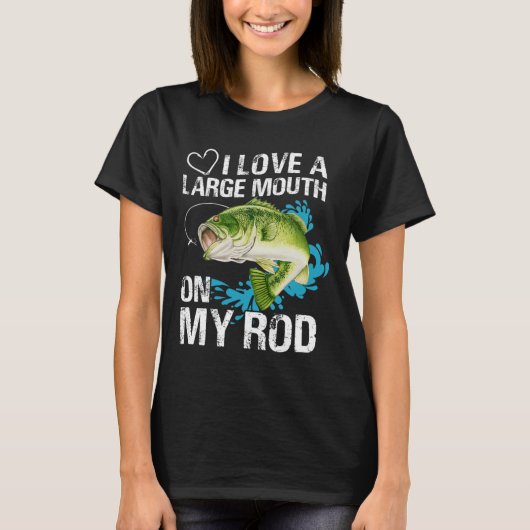 おもしろい魚釣り。私は自分のRoの上に大きな口を愛している Tシャツ (正面)