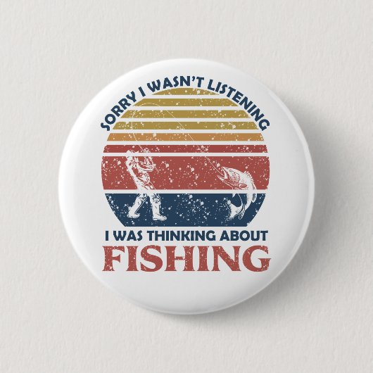 おもしろい魚釣り 缶バッジ (正面)