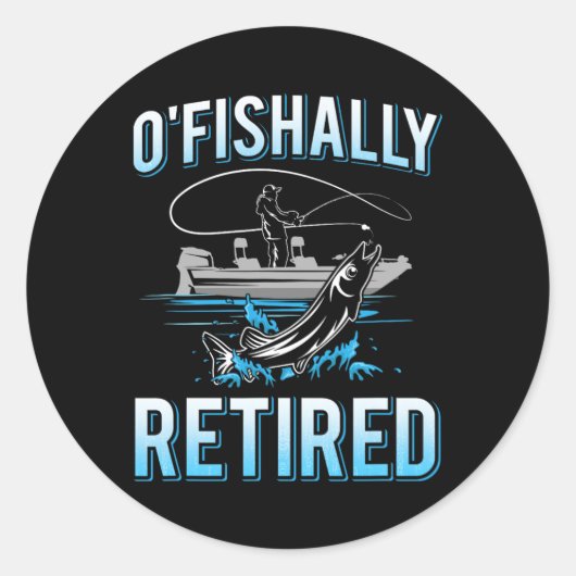 おもしろい魚釣りMの退職したO'fishally退職した Tee ラウンドシール (正面)