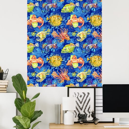 おもしろい魚 ポスター (ホームオフィス)