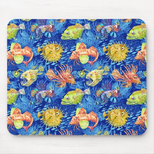 おもしろい魚 マウスパッド (正面)