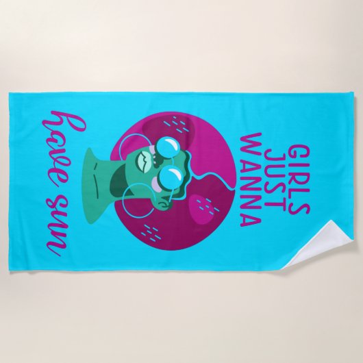 おもしろい鮮やかカラフル夏 ビーチタオル (正面)