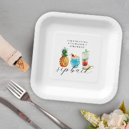 おもしろい鮮やかスクーバックカクテルバースデーパーティー ペーパープレート