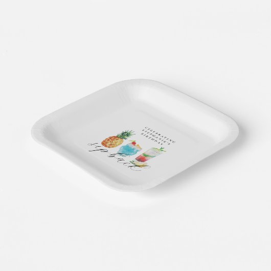 おもしろい鮮やかスクーバックカクテルバースデーパーティー ペーパープレート (傾斜あり)