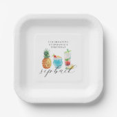 おもしろい鮮やかスクーバックカクテルバースデーパーティー ペーパープレート (正面)