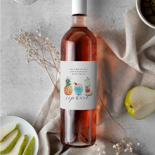 おもしろい鮮やかスクーバックカクテルバースデーパーティー ワインラベル