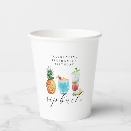 おもしろい鮮やかスクーバックカクテルバースデーパーティー 紙コップ (正面)