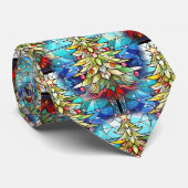 おもしろい鮮やかステンドグラスのクリスマスツリーパターン ネクタイ (ロール)