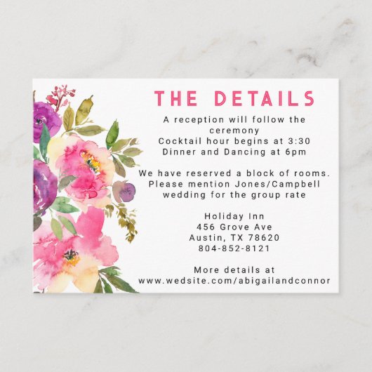 おもしろい鮮やかバイオレット明るい赤紫色フローラ エンクロージャーカード (正面)