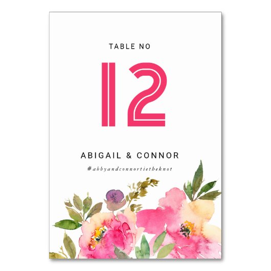 おもしろい鮮やかバイオレット明るい赤紫色フローラ テーブルナンバー (正面)