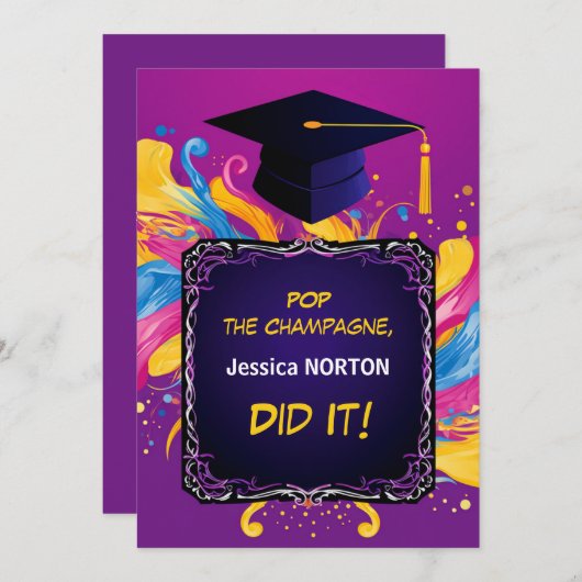 おもしろい鮮やかパーティー 招待状 (正面/裏面)