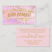 おもしろい鮮やかピンクと金ゴールド手作りの風呂爆弾 名刺 (正面/裏面)
