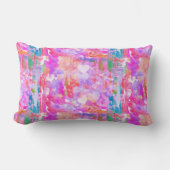 おもしろい鮮やかピンク/ティール(緑がかった色)/ホワイトハート装飾用クッション ランバークッション (正面)
