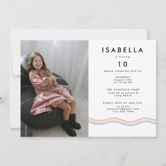 おもしろい鮮やかフォトバースデーパーティー 招待状 (正面)