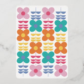 おもしろい鮮やかレトロフラワーバースデーパーティー 箔招待状 (裏面)