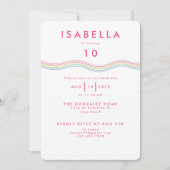 おもしろい鮮やかレトロフラワー誕生日 招待状 (正面)