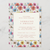 おもしろい鮮やか山花模様結婚式招待状 招待状 (正面/裏面)
