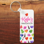 おもしろい鮮やか水彩口紅の卒業パーティー キーホルダー (正面)