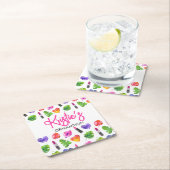 おもしろい鮮やか水彩口紅の卒業パーティー スクエアペーパーコースター (インサイチュ)