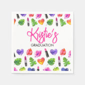 おもしろい鮮やか水彩口紅の卒業パーティー スタンダードカクテルナプキン (正面)