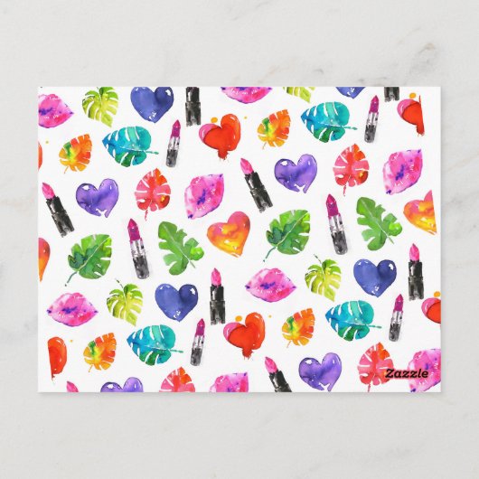 おもしろい鮮やか水彩口紅の卒業パーティー ポストカード (裏面)