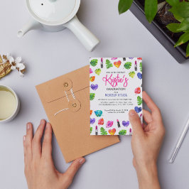 おもしろい鮮やか水彩口紅の卒業パーティー ポストカード