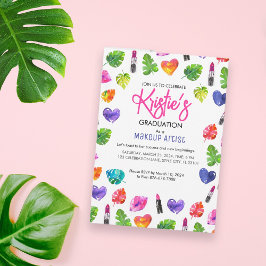 おもしろい鮮やか水彩口紅の卒業パーティー 招待状