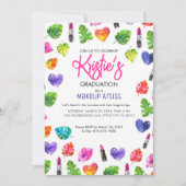 おもしろい鮮やか水彩口紅の卒業パーティー 招待状 (正面)