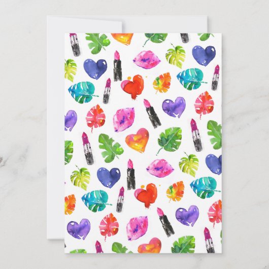 おもしろい鮮やか水彩口紅の卒業パーティー 招待状 (裏面)