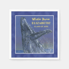 おもしろい鯨体卒業パーティーペーパーナプキン スタンダードカクテルナプキン