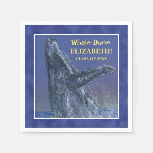 おもしろい鯨体卒業パーティーペーパーナプキン スタンダードカクテルナプキン (正面)