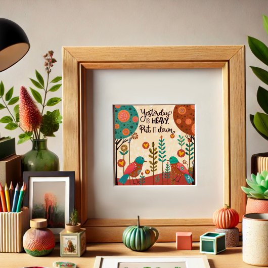 おもしろい鳥の昨日のインスパイア引用文のインスピレーション ポスター