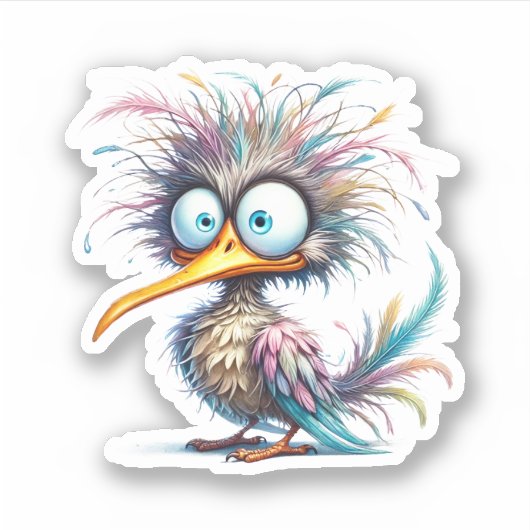 おもしろい鳥 シール (正面)