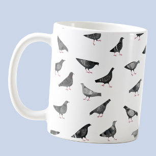 おもしろい鳩パターン コーヒーマグカップ