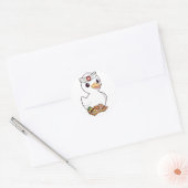 おもしろい鴨は寿司職人 ラウンドシール (封筒)