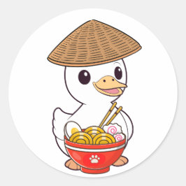 おもしろい鴨は食べうどん ラウンドシール