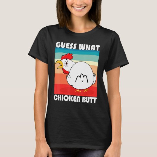 おもしろい鶏のお尻を推測する Tシャツ (正面)