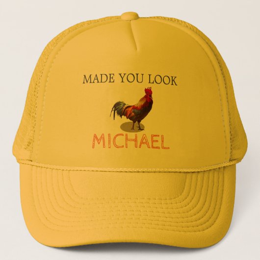 おもしろい鶏の雄イエローパーソナル キャップ (正面)