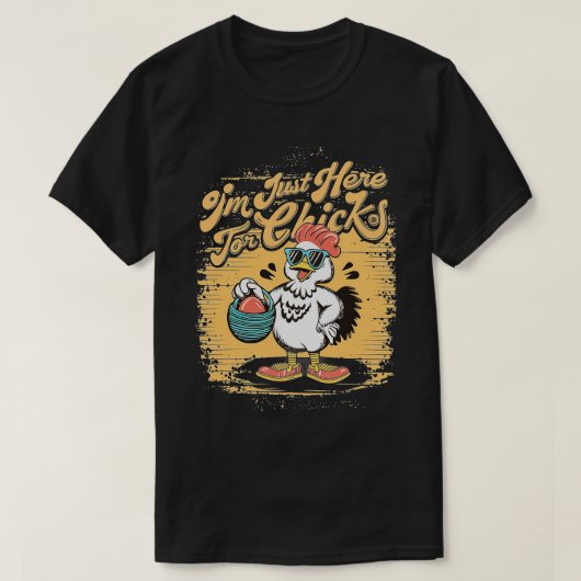 おもしろい鶏イースター卵ハンタークールチキン恋人 Tシャツ (デザイン正面)