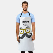おもしろい黄クール眼鏡口ひげグランドパカスタム エプロン (着用した状態)