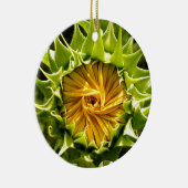 おもしろい黄色フローラひまわり セラミックオーナメント (右)