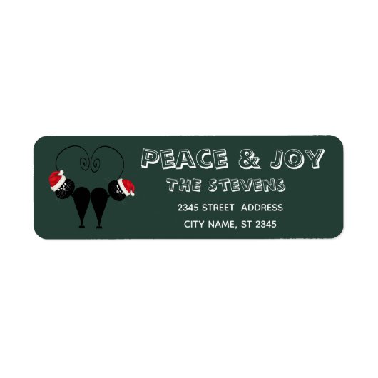 おもしろい黒いサンタ猫カップル ラベル (正面)